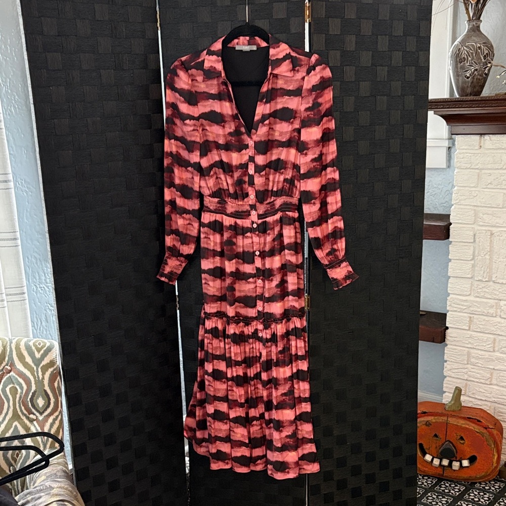 Tart Red and Black Long Sleeve Dress